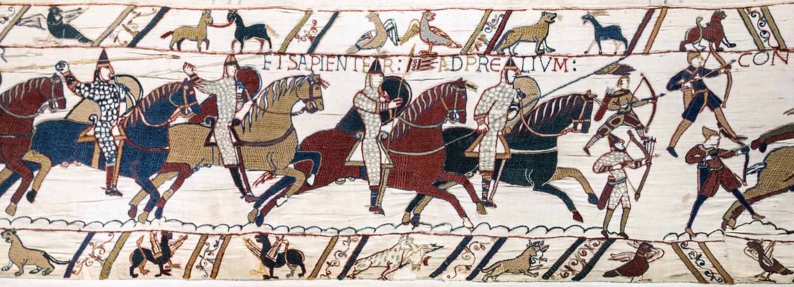 Bayeux Tapestry, Scene 51 — Norman knights and archers at the Battle of Hastings