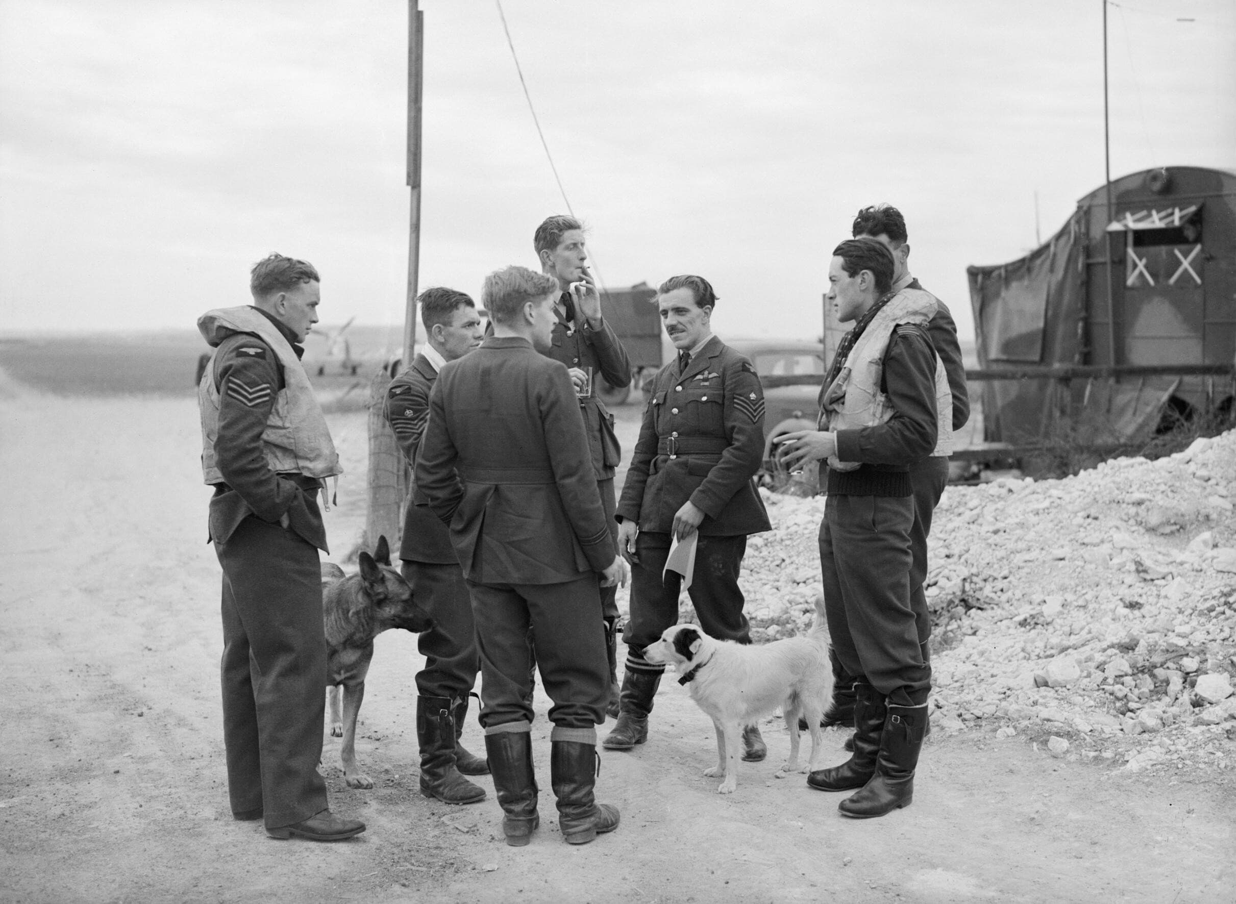 RAF No. 19 Squadron Spitfire pilots at Fowlmere during the Battle of Britain, September 1940