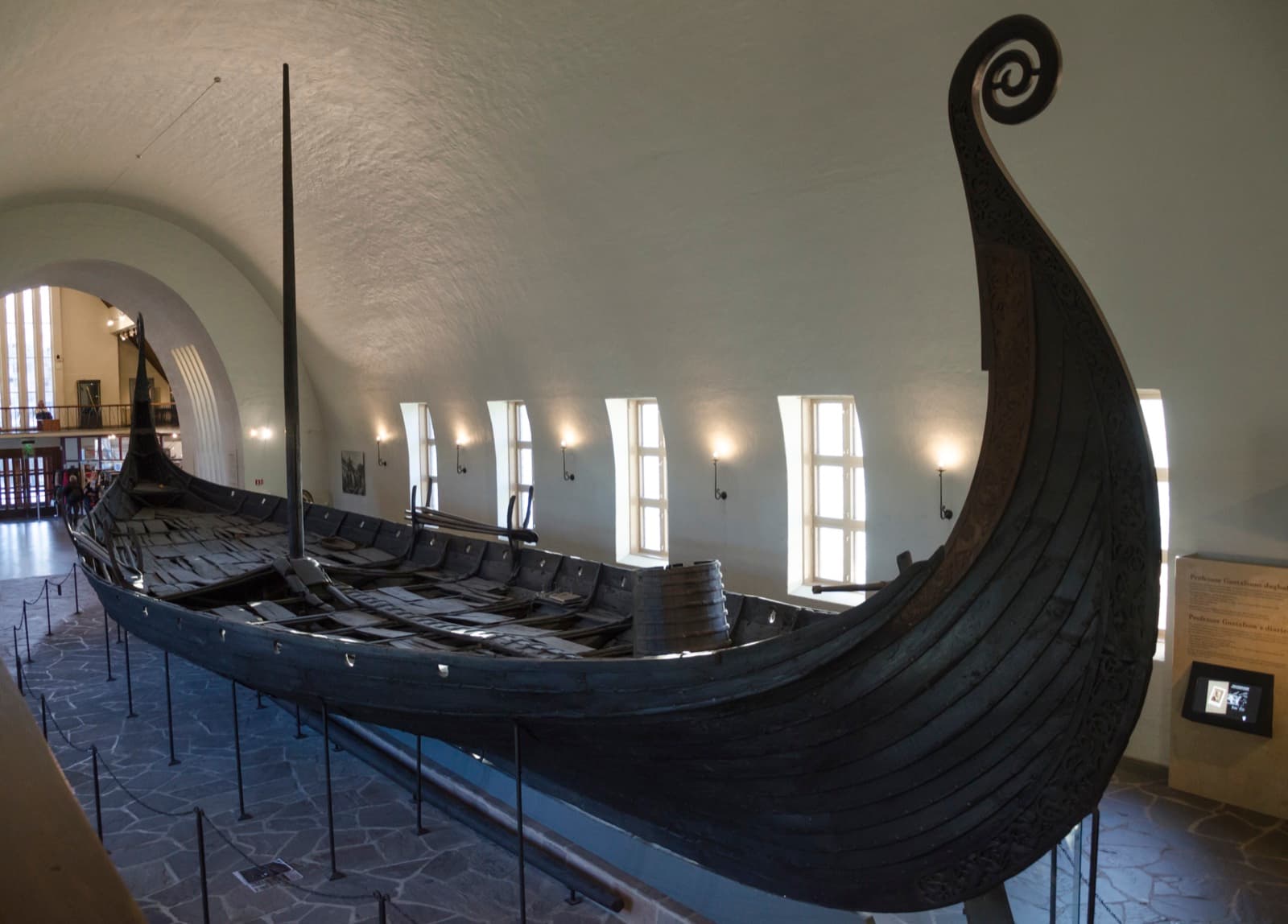 The Oseberg Viking ship (c.834 AD) on display at the Viking Ship Museum, Oslo
