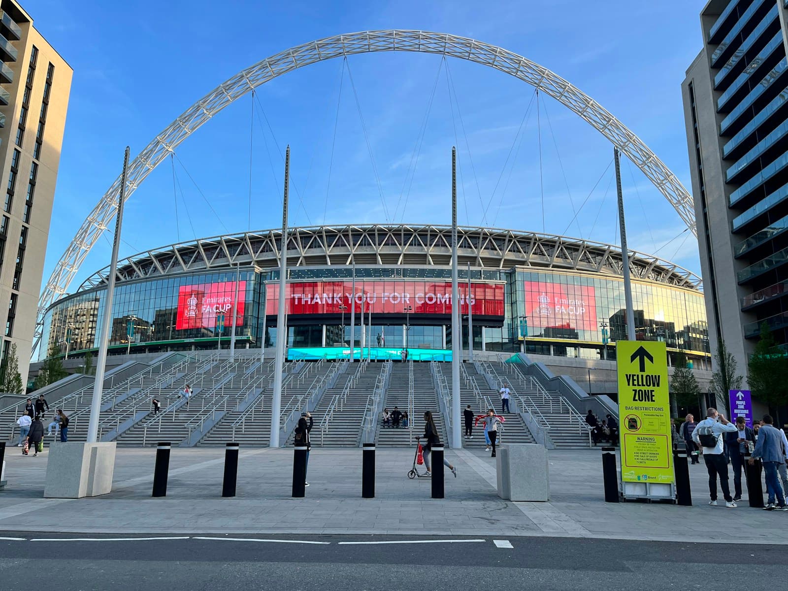 Wembley Stadium exterior — home of England football matches and FA Cup finals