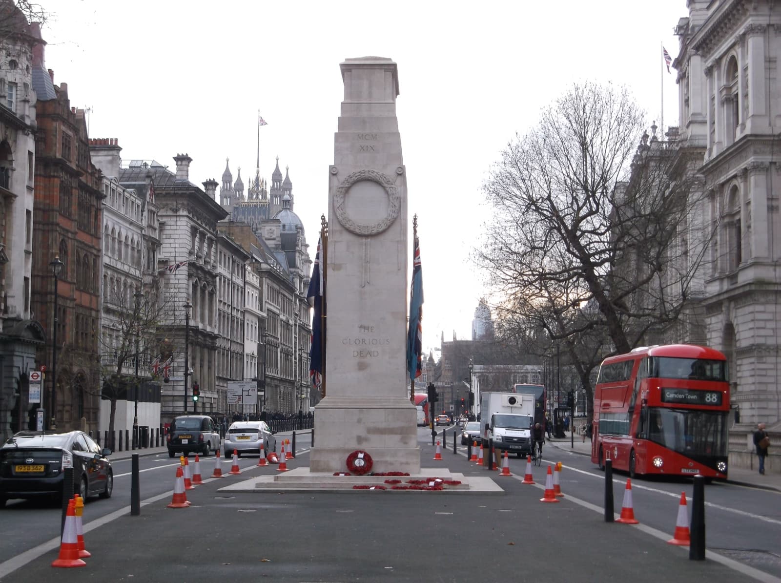 The Cenotaph war memorial on Whitehall, London, site of the annual Remembrance Day service